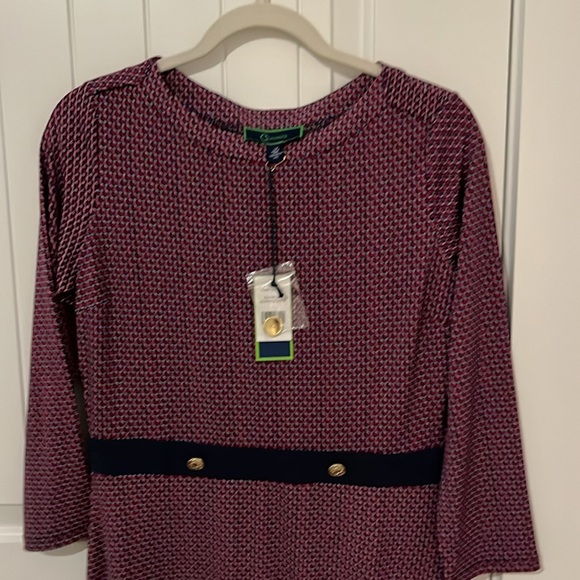 Great structured dress by c Wonder!  Beautiful fall colors w/ blue piping waste. - Picture 5 of 5